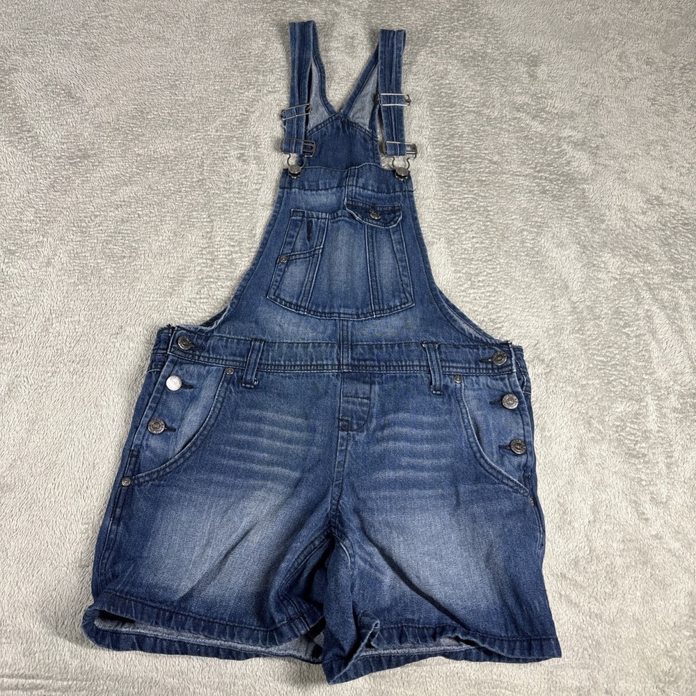 LEI Denim‎ Overalls Shorts Blue Jean Juniors Women's Dark Wash Whiskered Size S